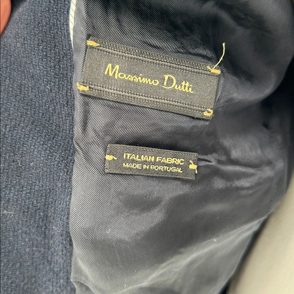 Massimo Dutti Women's Navy Blue Blazer Classic Tailored Wool-Blend Jacket Size 6 - Picture 7 of 14